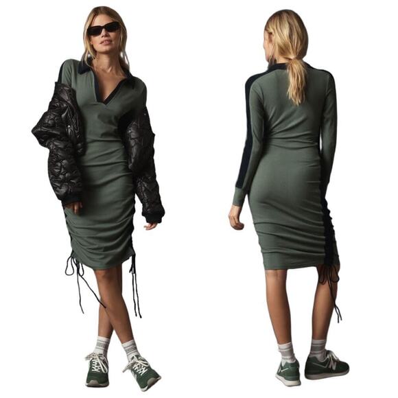 Daily Practice Anthropologie Long Sleeve Colorblock Polo Collar Midi Dress XSP - Picture 1 of 8